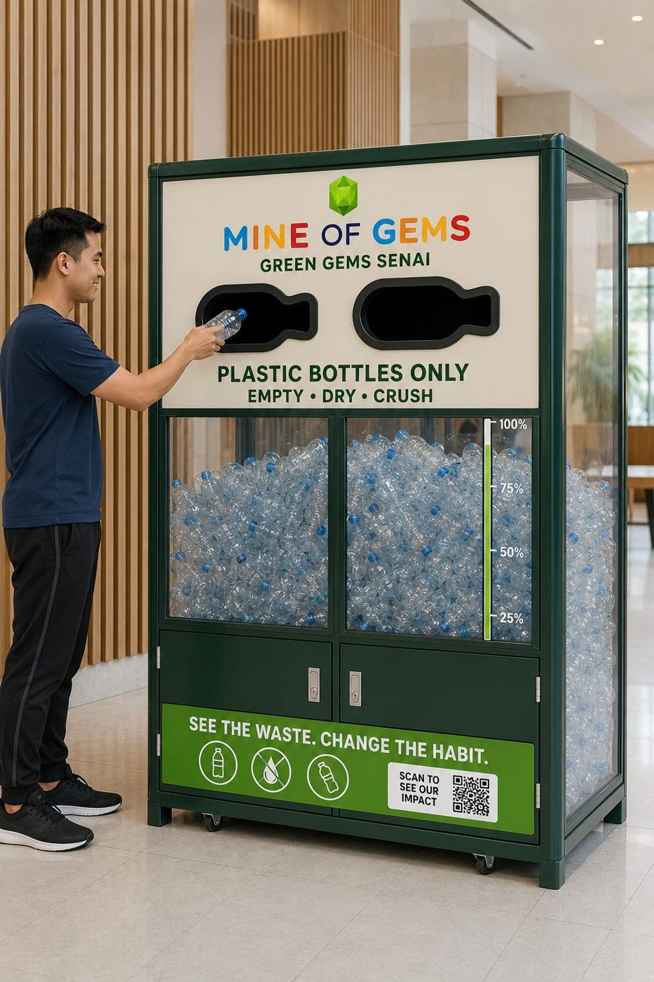 Artist impression: Green Gems plastic bottle collection station
